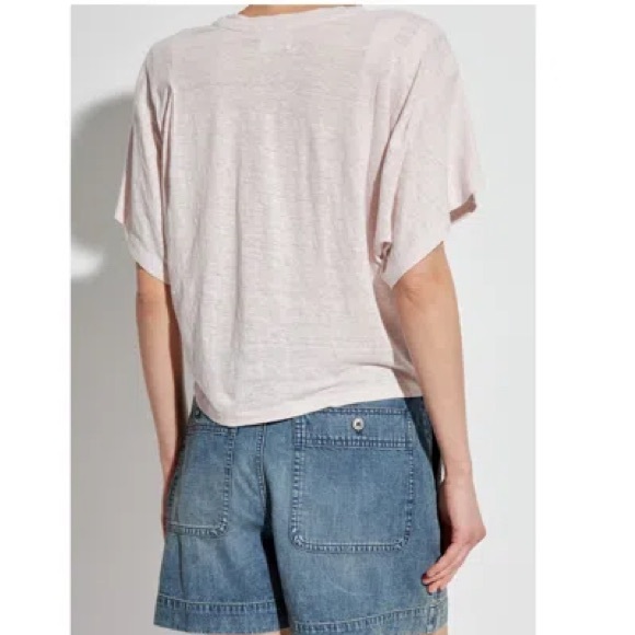 ISABEL MARANT ÉTOILE Metallic-logo Linen T-shirt Pale pink | Small - Picture 3 of 8